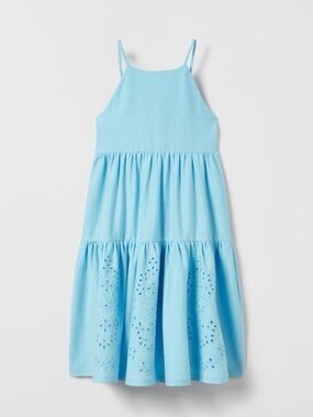 Zara Girls' Light Blue Tiered Eyelet Sundress